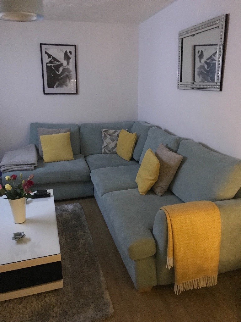 Corner Duck Egg Blue Sofa In Newport Pagnell Buckinghamshire
