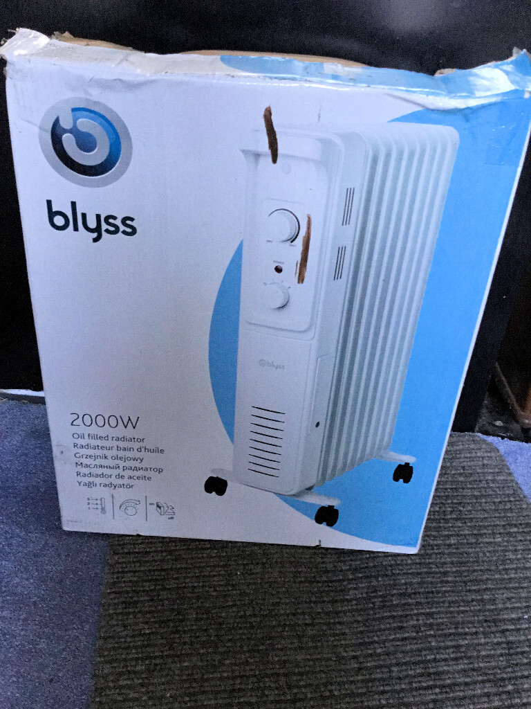 Oil filled radiator, Blyss Electric 2000W, white, as new condition in