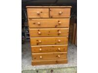 5ft solid chunky pine chest of drawers. Possible delivery 