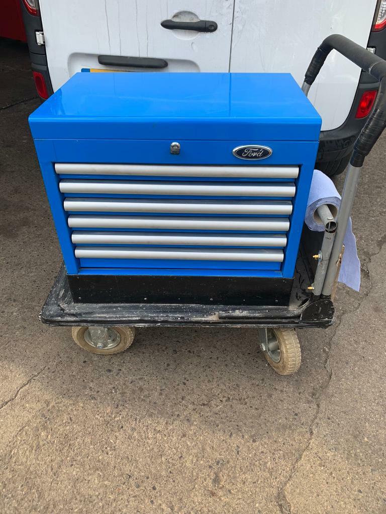 Halfords industrial toolbox with mobile purpose built trolley . With 1