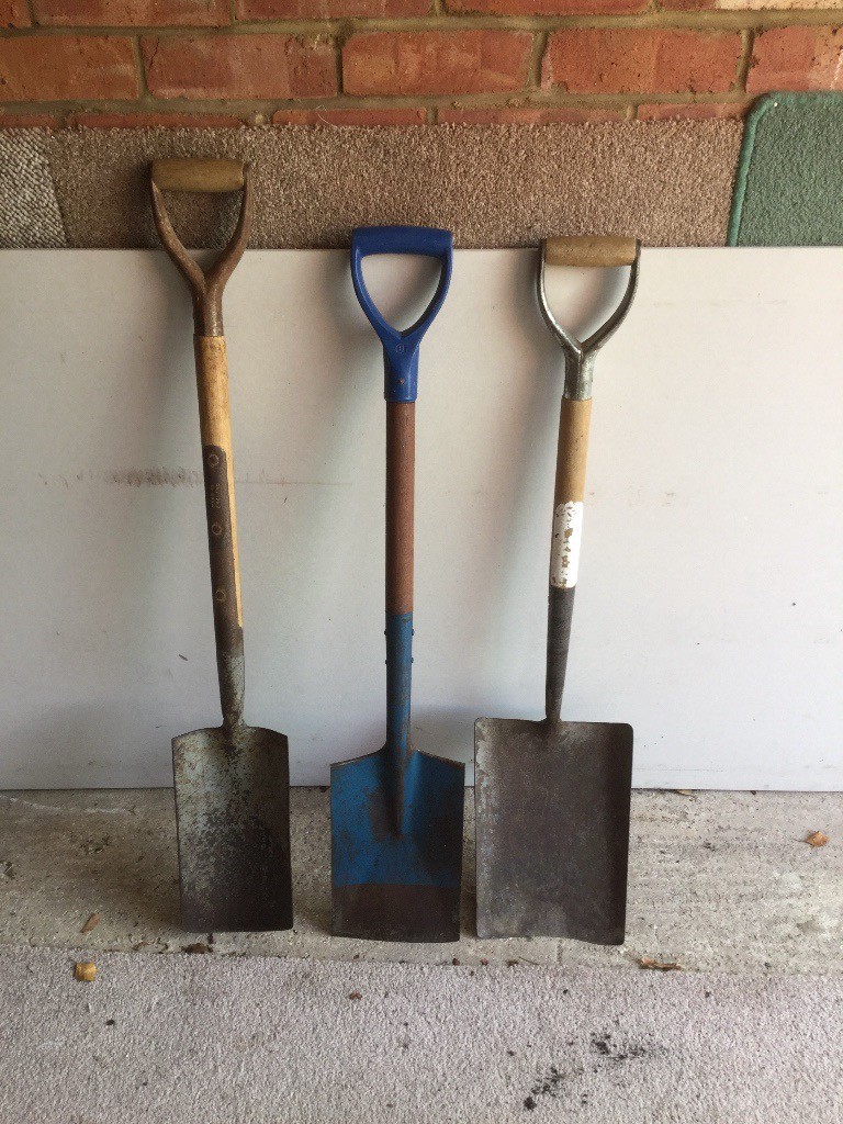 Three spades/shovels old but useable in Aylesbury, Buckinghamshire