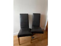 4 dining chairs brown leather 