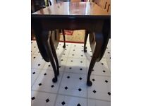 (Offers accepted) Solid Wood Wooden Table Dropleaf Dropsides Table & 4 Chairs (slight rip to 2 sits)