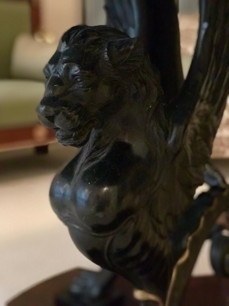 Antique Neoclassical Center Table with Griffin Base