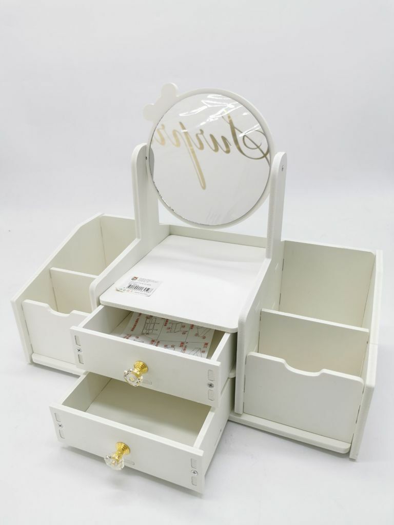 Console Portagioie Gioielli Trucchi Con Specchio Legno Bianco Cassetto 16459 bal