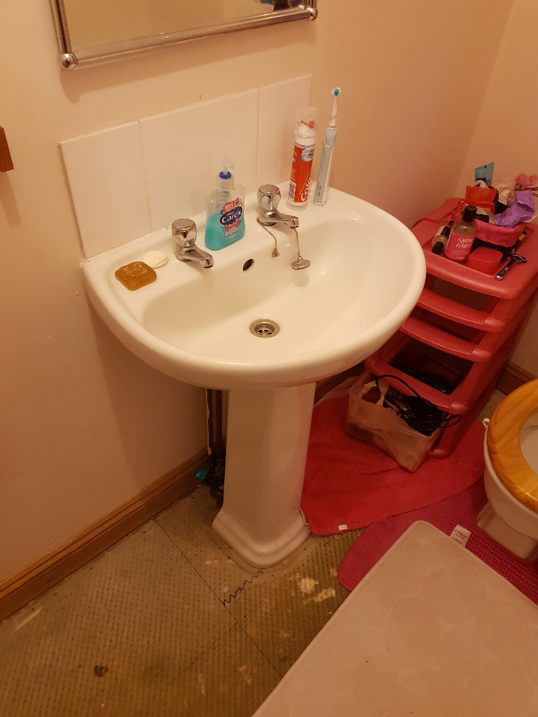 A pedestal sink and a matching toilet in Brackla, Bridgend Gumtree
