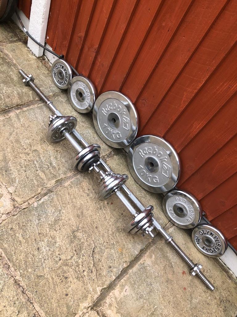 63kg Chrome Barbell & Dumbbells Weights Set. •Can Deliver• in Great