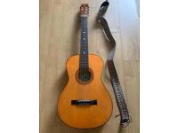 Acoustic guitar and strap 
