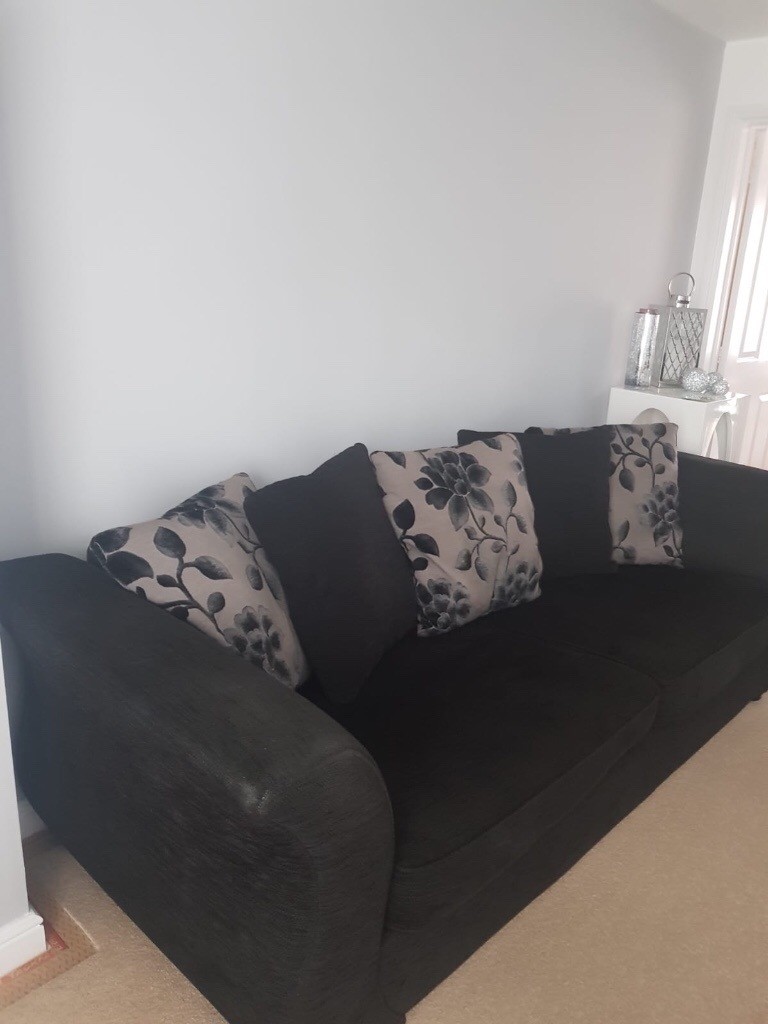 4 & 3 SEATER DFS Joelle SOFAS Black & Grey with matching Scatter