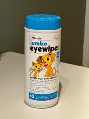 Petkin Jumbo Pet Eye Wipes, 80 Count - for Dogs, Cats, Puppies & Kittens