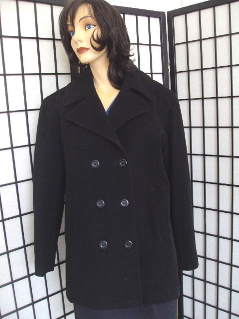 NEW BLACK WOOL CLOTH COAT JACKET WOMEN WOMAN SIZE 8-10