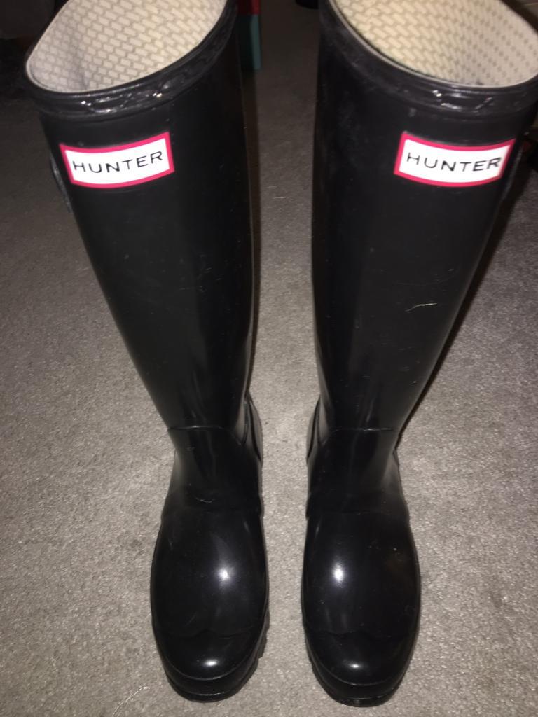 Genuine HUNTER wellies tall black gloss ladies size 4 | in Bournemouth, Dorset | Gumtree