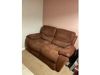 Suede 2 Seater Sofa with powered recline