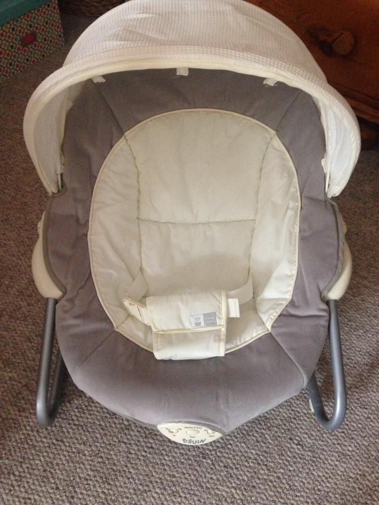 Bruin Ziggy Zebra Musical Vibrating Baby Bouncer Chair in Nunthorpe