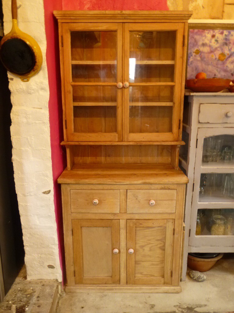 LOVELY ANTIQUE PINE WELSH WITH GLASS DOORS in