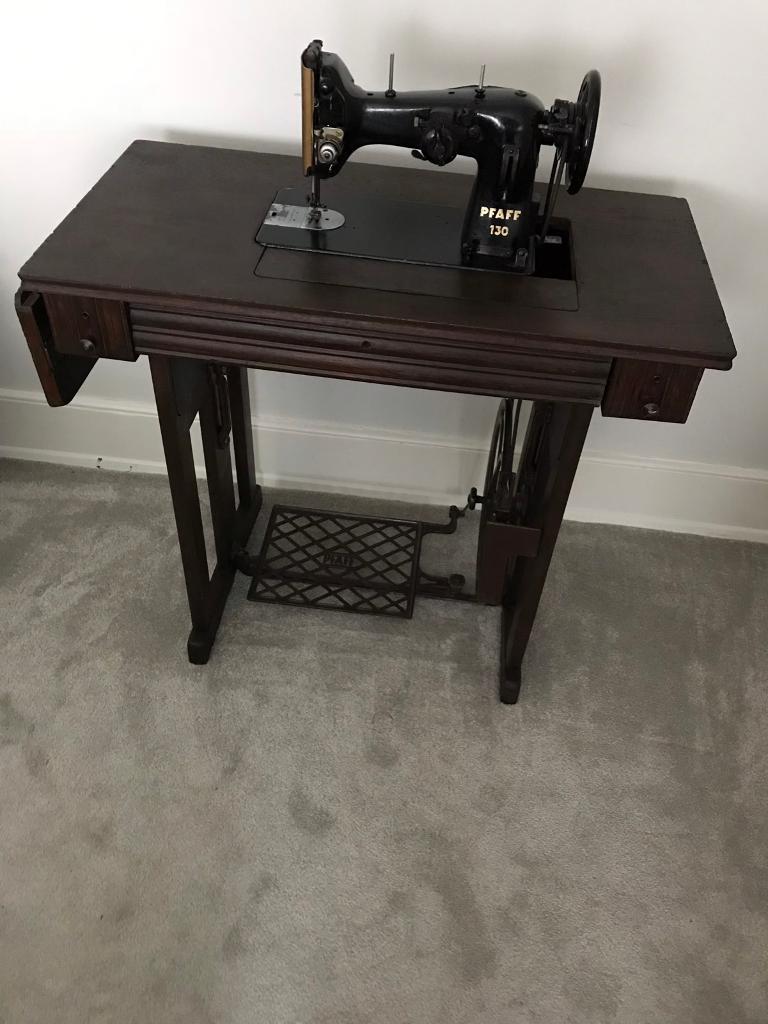 Pfaff Vintage Sewing Machine On Table In East Finchley London