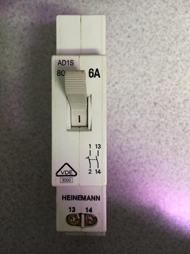 HEINEMANN AD1S-B2-AO-DN-H-A-61 CIRCUIT BREAKER 6AMP 1POLE