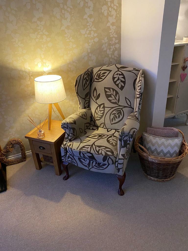 Fireside Wingback Chair reupholstered in GPlan Vintage in Frome