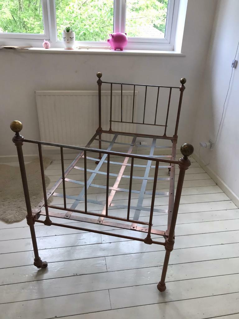 Antique Victorian metal iron & brass kids cot size bed in Quedgeley, Gloucestershire Gumtree