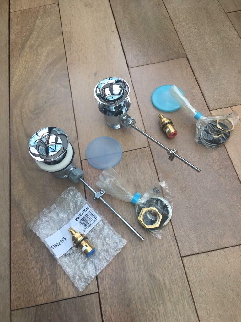 Chrome Bathroom Basin Push Pull Rod Lever Plug Kit X2 (only One Large