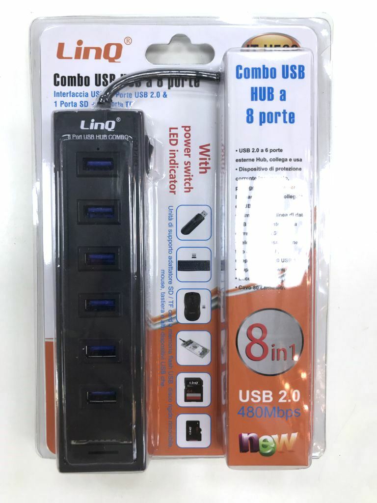 Combo Usb Hub Con 8 Porte Usb 2.0 480mbps Linq it-h568