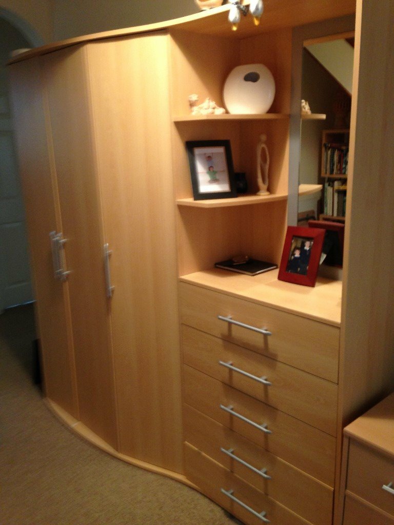 Combination wardrobe and dressing table with drawers and mirror. | in