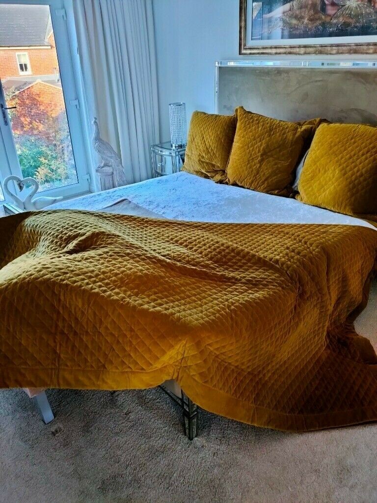 Dorma Quilted Velvet Bedspread in Gold in Shepshed, Leicestershire Gumtree