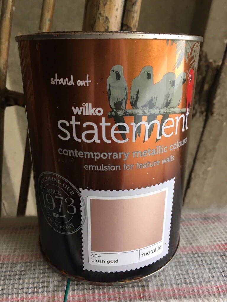 Blush Gold Metallic emulsion paint for feature walls (Wilko Statement
