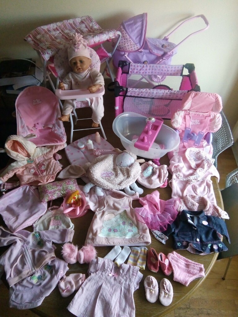 Baby Annabell Doll Bundle (Huge Set!) Car Seat, Cot, Doll, Bath