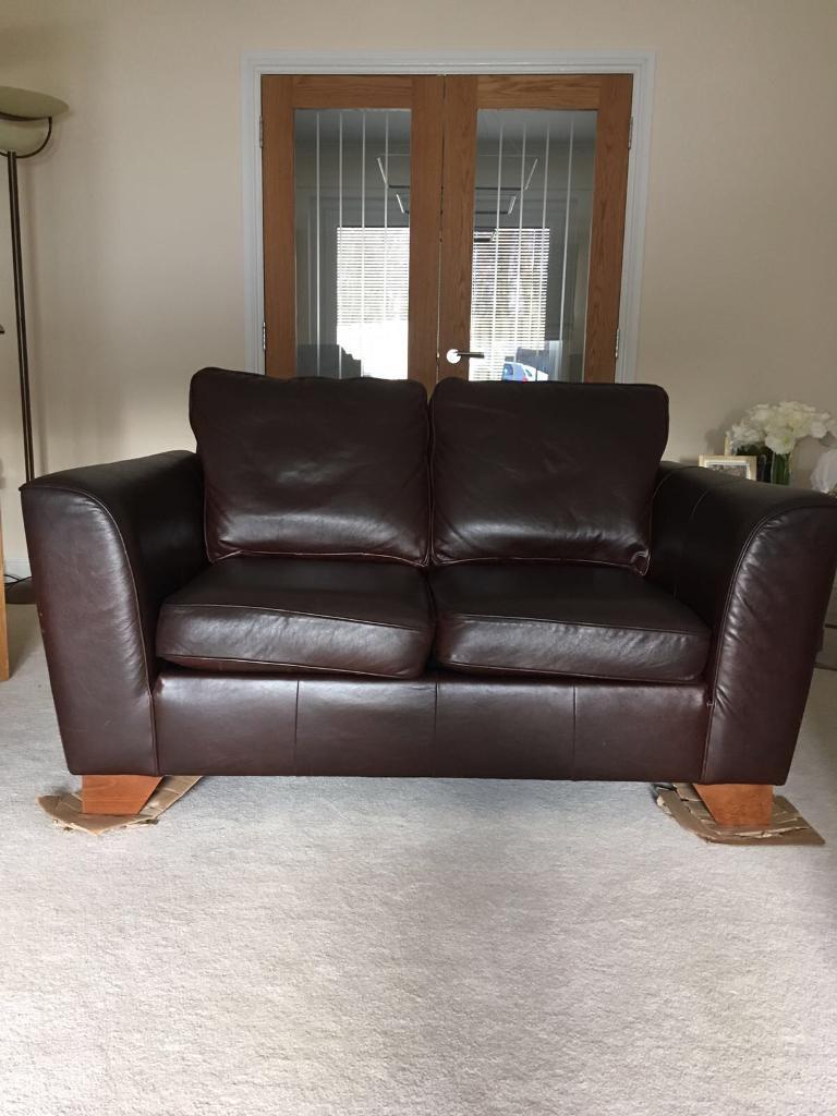 Brown Leather Sofas x 2 (Marks and Spencer) in Lanark, South