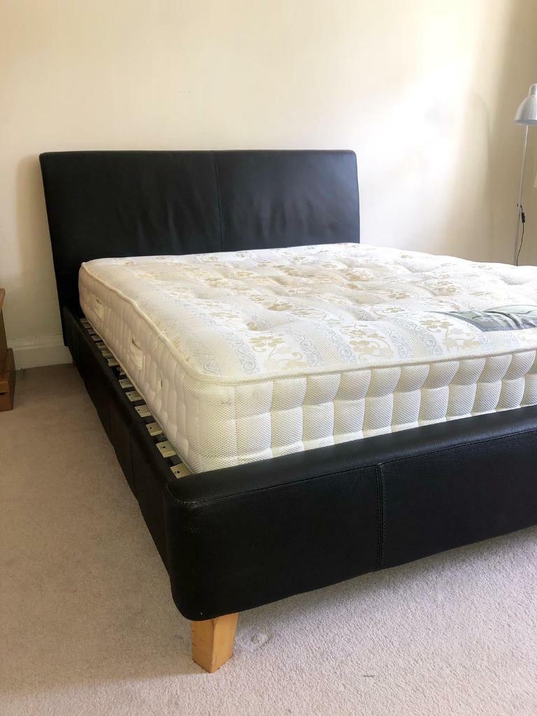 King Size DFS Faux Leather Bed and Mattress in Bournemouth, Dorset
