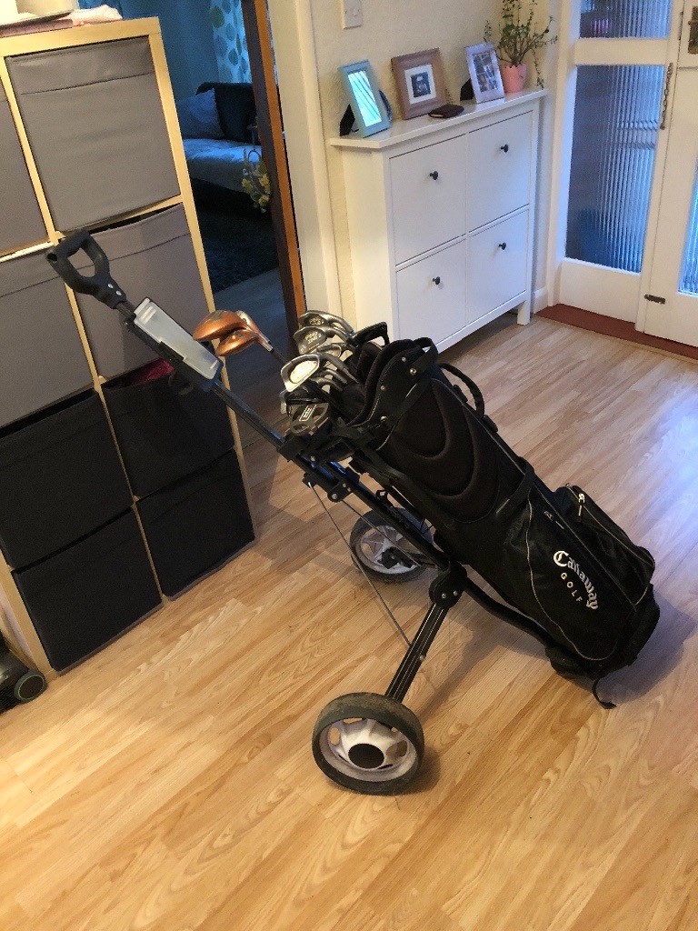 Ping Zing 2, regripped. Callaway bag. Putter, chipper, wedge, trolley
