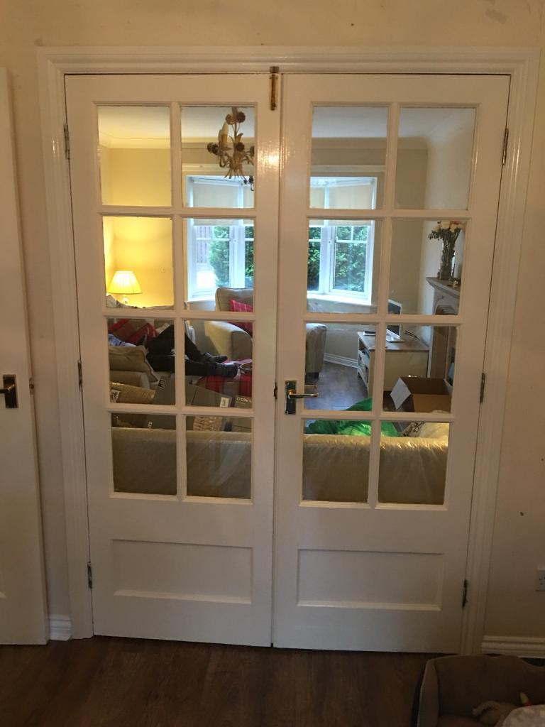 Dividing doors dining room front room glass wood French Room Divider