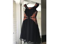 Womens party dress, Black with orange sequences £25