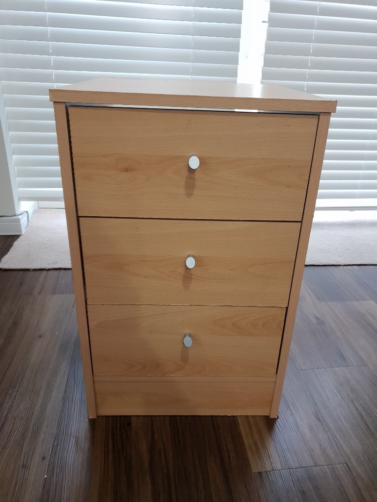 Argos beech effect 3drawer bedside table great condition