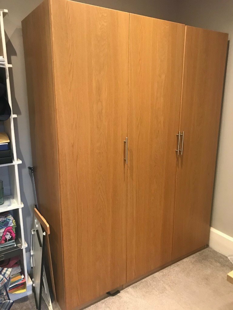 Large 3 Door Ikea Wardrobe With Shelves Drawers Hanging Rail And