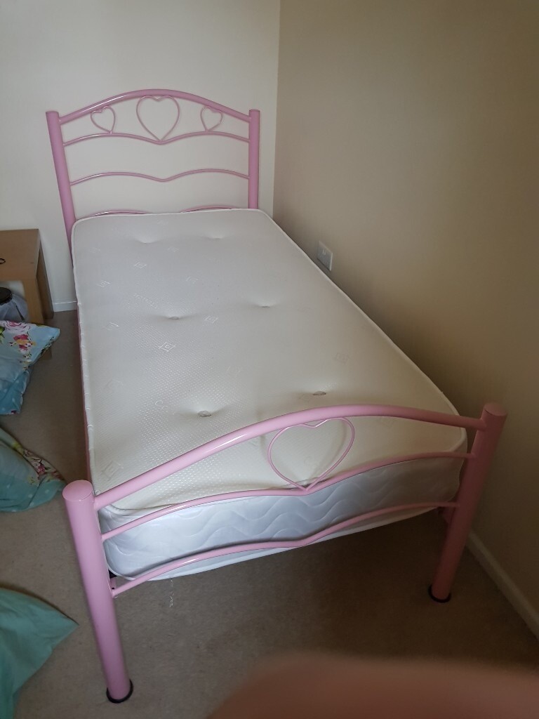 Girls Pink Love Heart Bed Including Mattress in NewcastleunderLyme