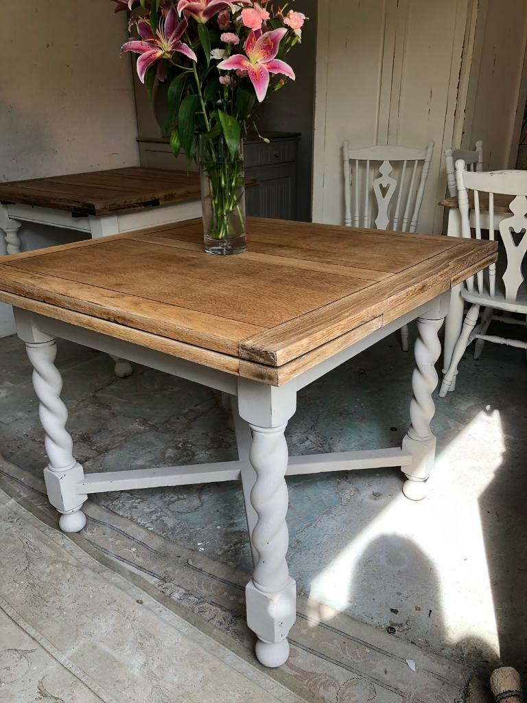 Vintage Solid Oak Extending Farmhouse Refectory Kitchen ...