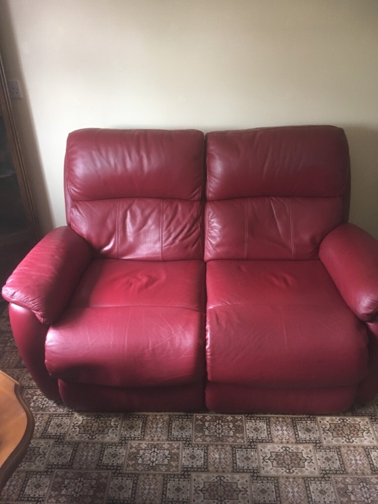 Red 2 leather seater electric recliner sofa in Brigg, Lincolnshire Gumtree