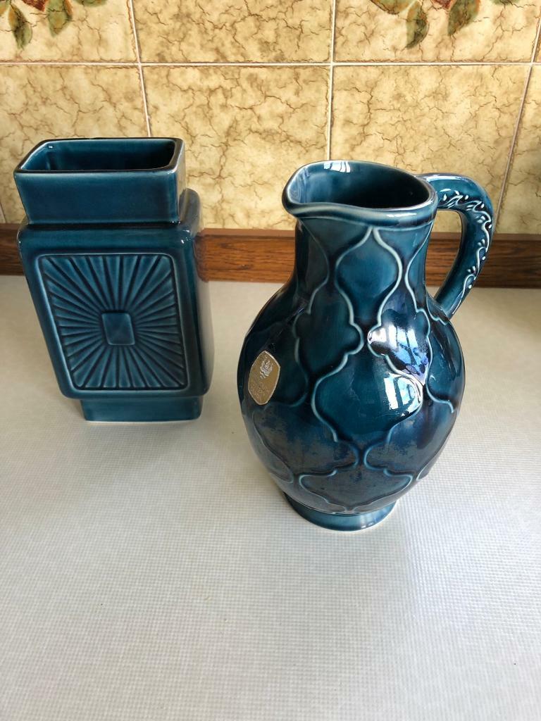 A Retro Vintage Pair Of Dartmouth Pottery Vases In Stroud