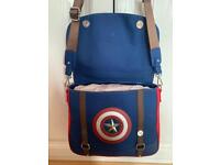 COLLECTORS. CAPTAIN AMERICA MESSENGER BAG BY LOUNGEFLY 