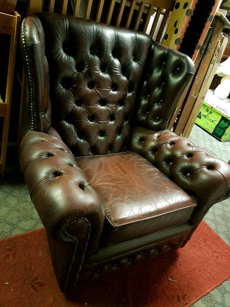 Chesterfield Wingback Leather Armchair in Newport Gumtree