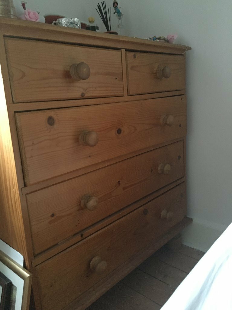 Antique 3 Deep Drawer 2 Top Drawer Chest Of Drawers Lovely