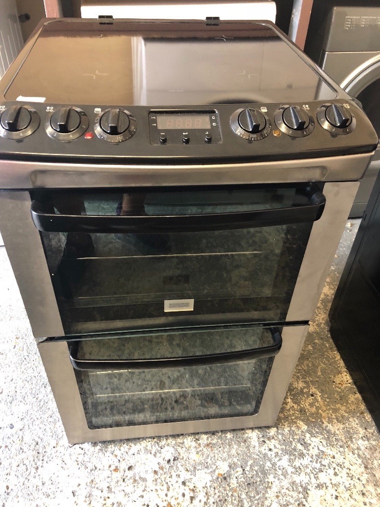 Zanussi ZCV550MXC 55cm Double Electric Cooker in Black 5100 in