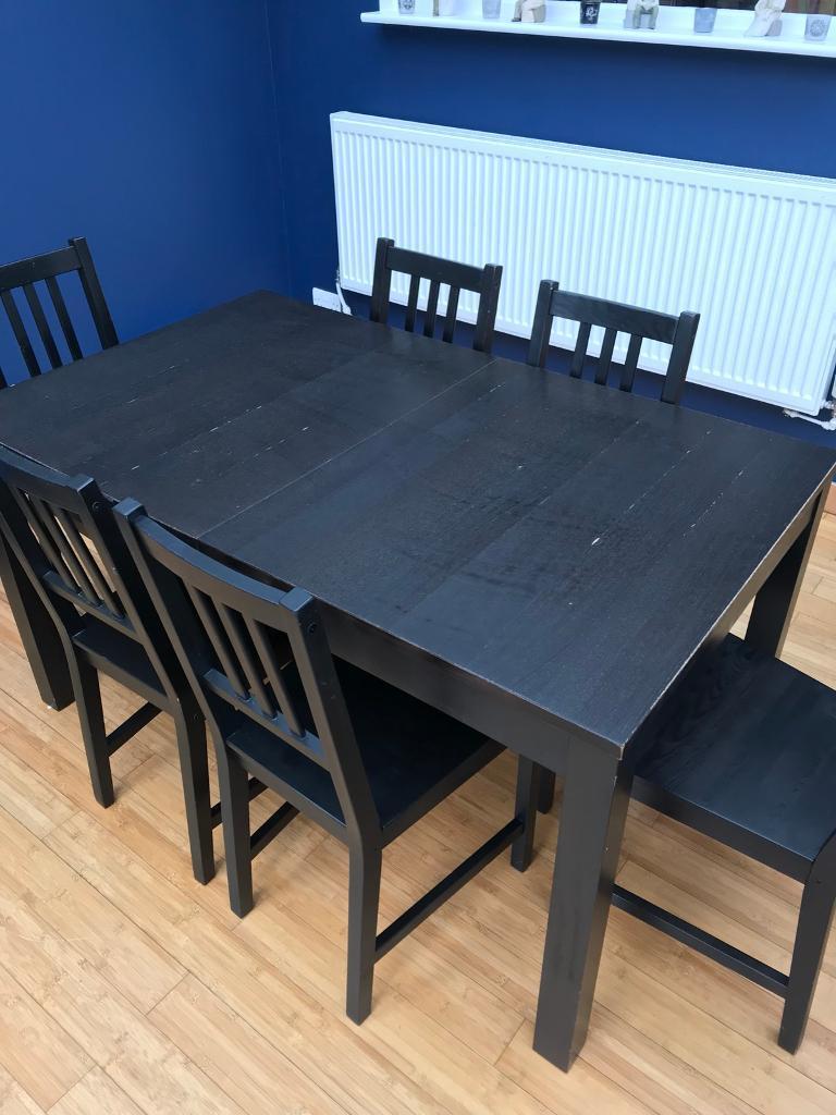 Ikea Black Dining Table & 6 Chairs | in Stockport, Manchester | Gumtree