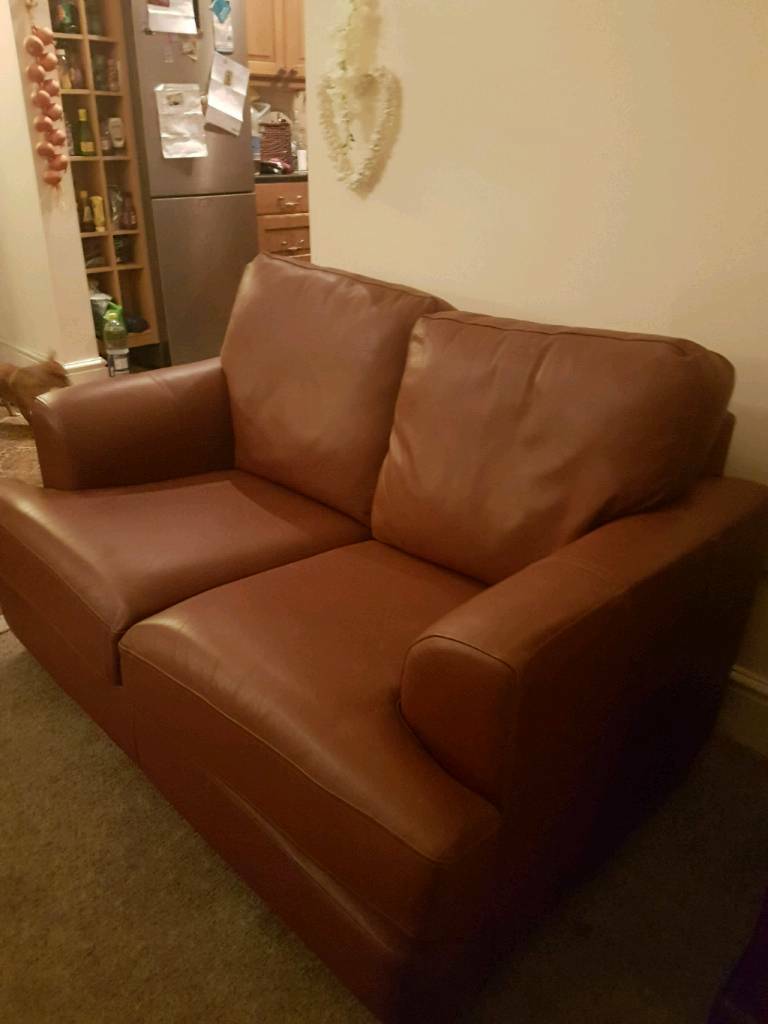 Quality leather 2 seater sofa rust brown in Merthyr Tydfil Gumtree