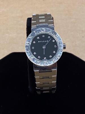BVLGARI BB23SS DIAMOND BLACK DIAL 23mm STAINLESS STEEL