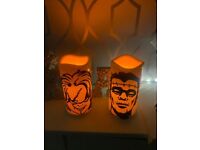 Halloween personalised flickering Led candles handmade Chucky Frankenstein 🎃 👻 