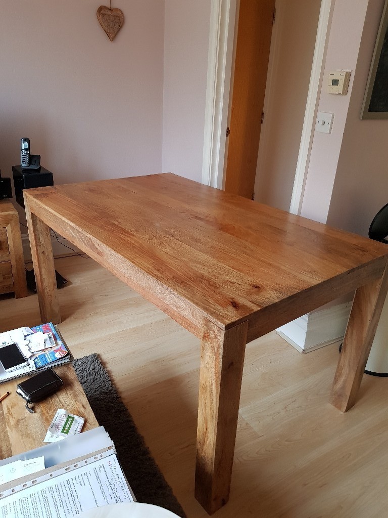 Sturdy Handmade Indian Mango wood dining table and 6 chairs for sale