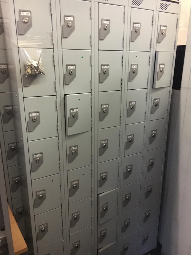40 small personal lockers . All with keys and one master key can